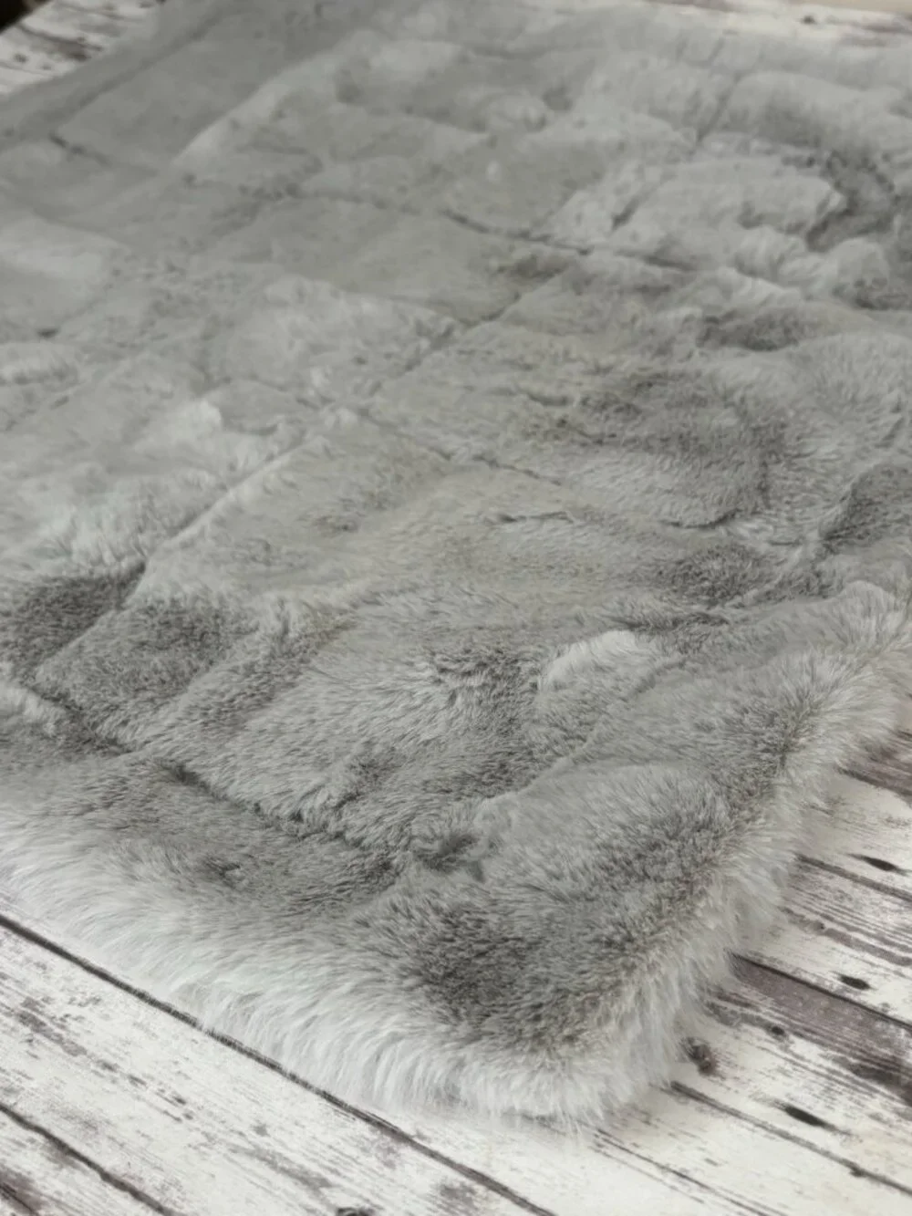 Pottery Barn Alpine PAIR Faux Fur EURO Pillow Shams Grey NEW 26”‎